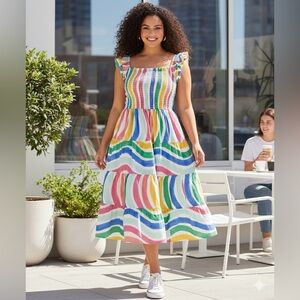Crown & Ivy Multicolor Striped Midi Dress